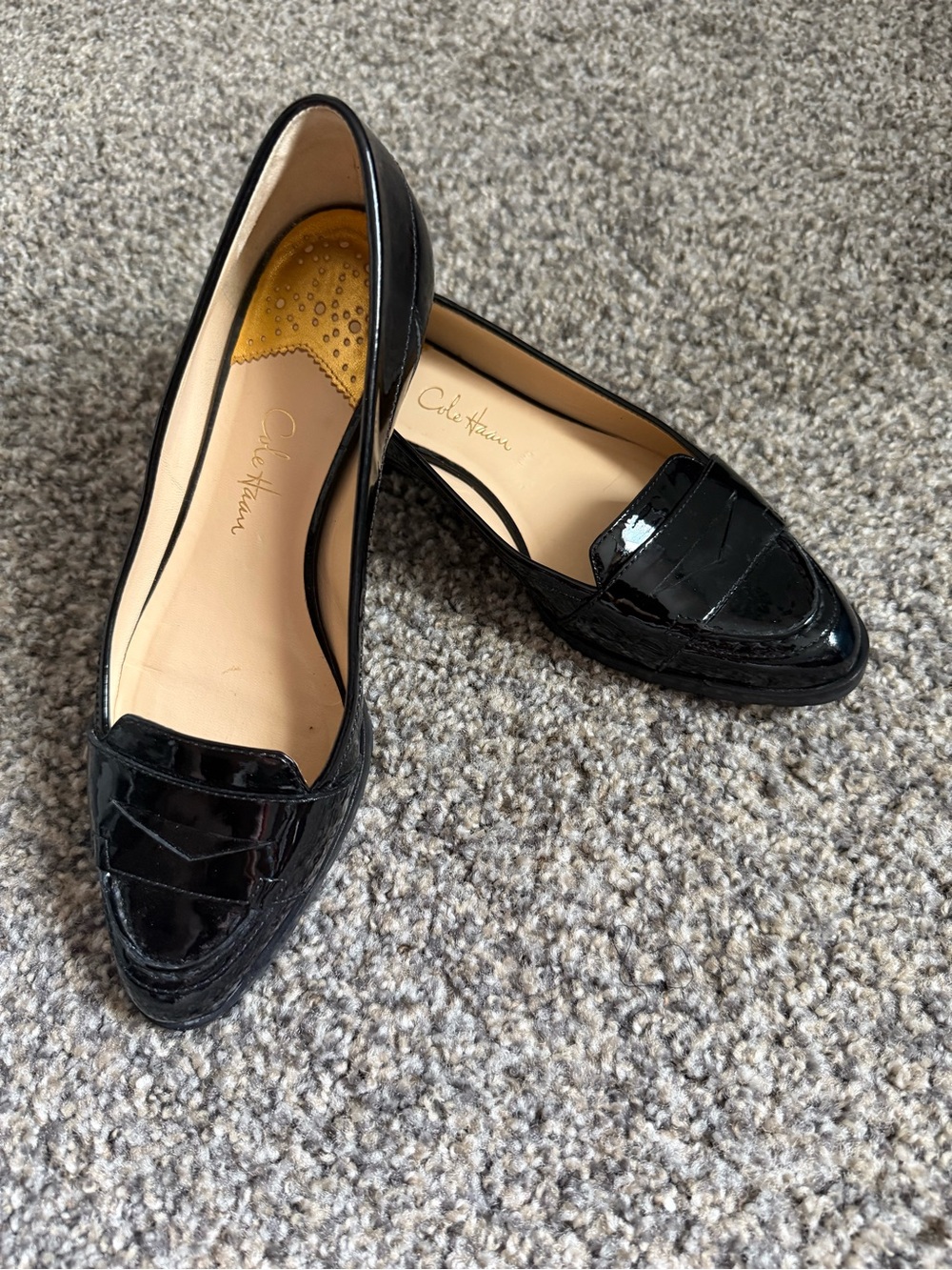 Cole Haan Nike Air Black Patent Penny Loafers 6B